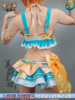 Anime LoveLive! Rin Hoshizora Cosplay Costume Women Halloween Party Sweet Top Skirt Headwear Set Summer Vacation Beach swimwear
