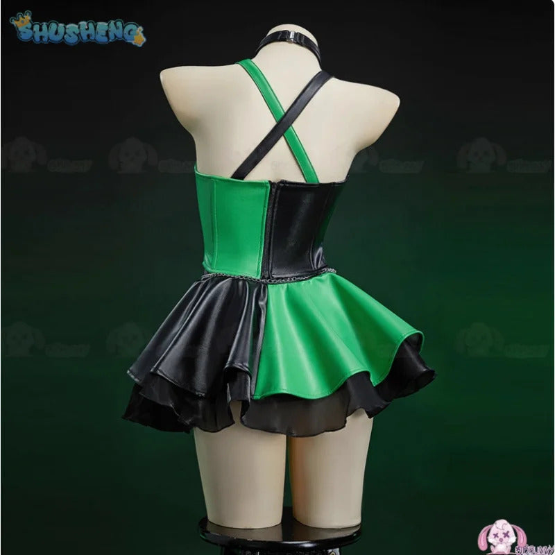 Shego Cosplay Kim Anime Costume Possible Leather top skirt necklace prop set Halloween women's sexy fantasy Shego uniform