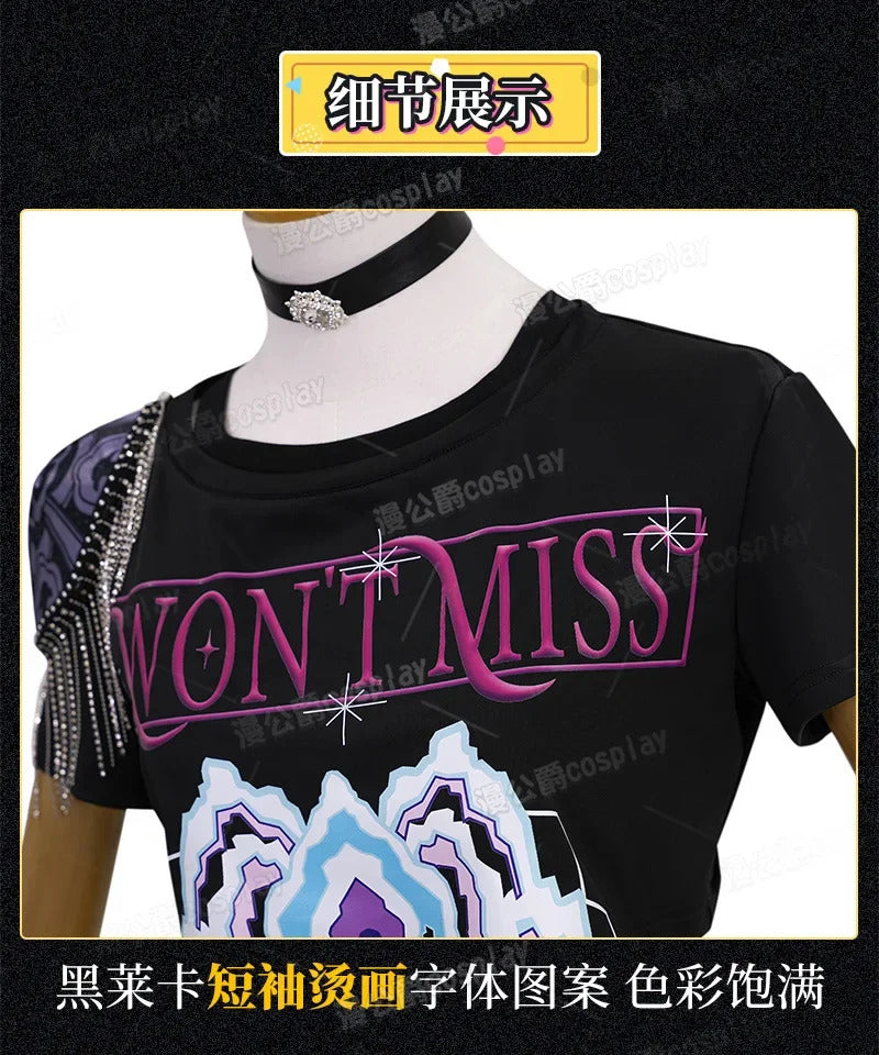 Anime KPop Demon Hunters Mira Cosplay Costume Black Gold Stage Outfit Huntrix Uniform Halloween Party Women Girls Carnival