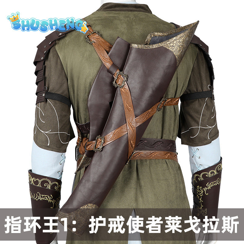 Legolas Cosplay Costume Adult Mens Elf Prince Leather Battle Suit Outfit Full Set Halloween Party Outfits Hand Made Any Size