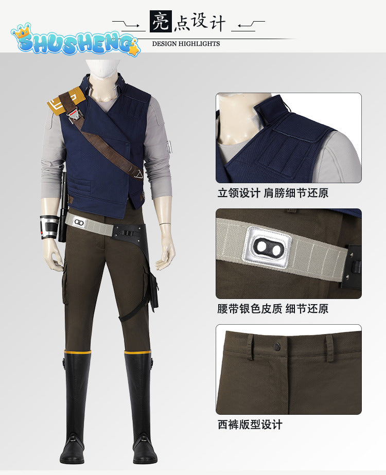 StarWars Jedi Fallen Order Cal Kestis Cosplay Costume Halloween Party Costumes Super Men Battle Suit Costume