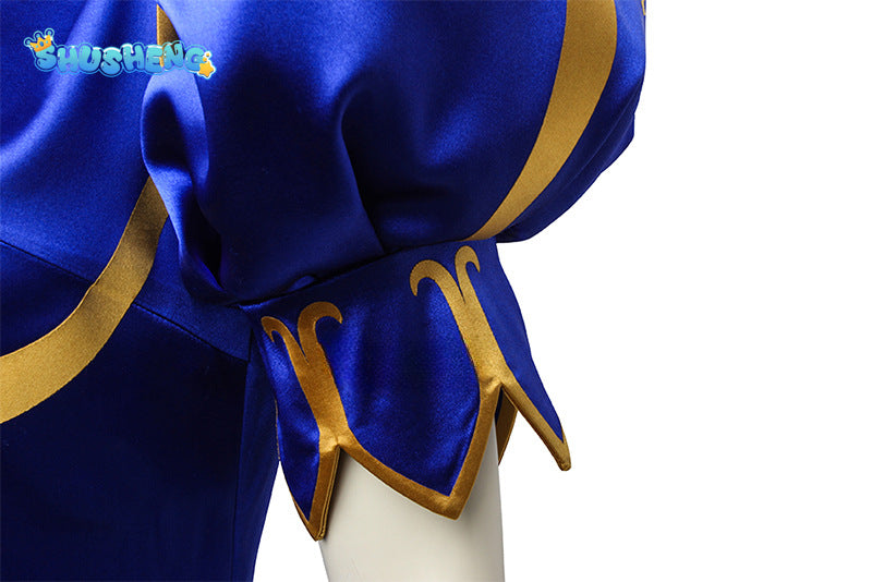 Chun Li Games eet Fighter V Cosplay Costumes Blue Cheongsam Dress Women Sexy Suit Halloween Carnival Clothing