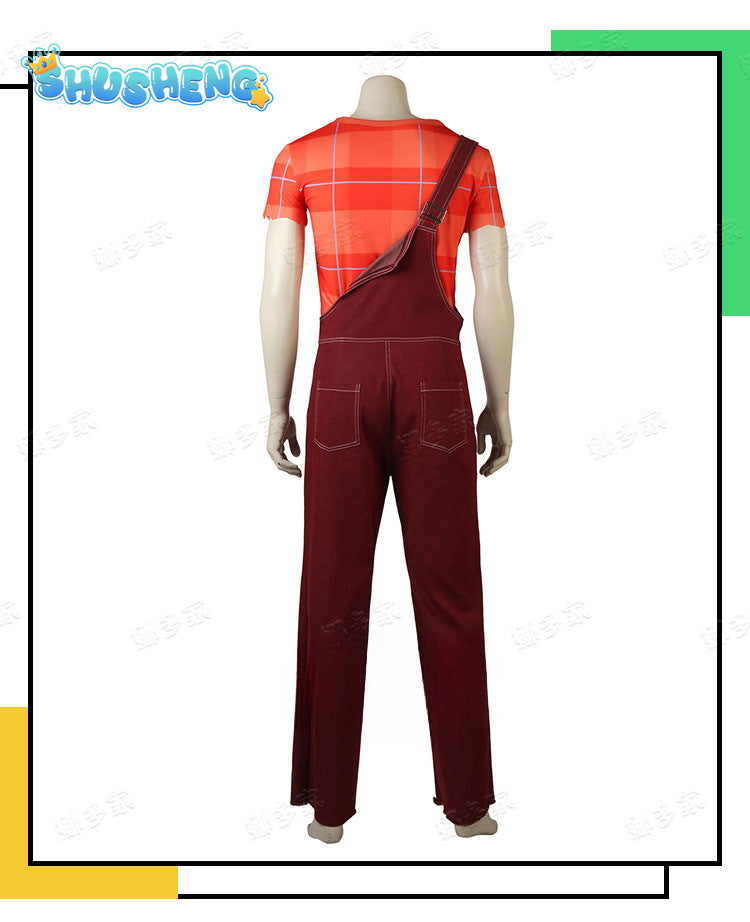 Anime Wreck-It Ralph 2 Cosplay Costume Rompers T-shirt Jumpsuit Men Halloween Party Cosplay Ralph Outfits