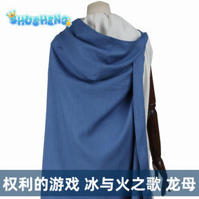 TV Series Daenerys Cosplay Targaryen Costume Blue Game of Thrones Dress with Cape for Women Halloween Party Stage Performance Suit