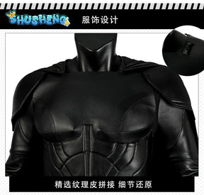 Michael Keaton Superhero Bat Bruce Wayne Cosplay Costume Hero Armor Outfit With Cowl Black Leather Jumpsuit Boots Halloween Suit