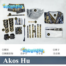 Game Naraka Bladepoint Akos Hu Cosplay Costume New Men's Halloween Party Outfit Set with Wig Accessories New Arrival Hot Sale