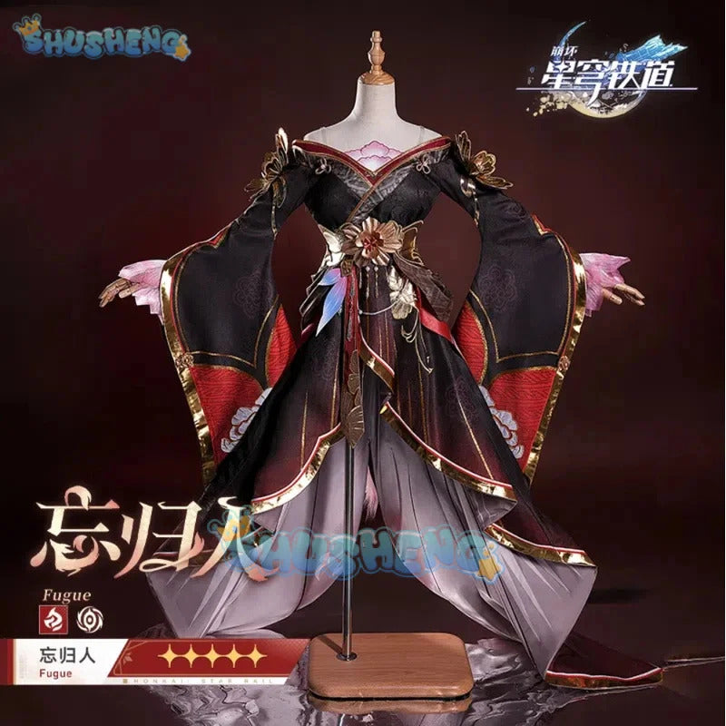 Honkai star rail fugue cosplay dress ingyun pajamas tail hairpins Xianzhou Luofu Halloween party prop Shusheng