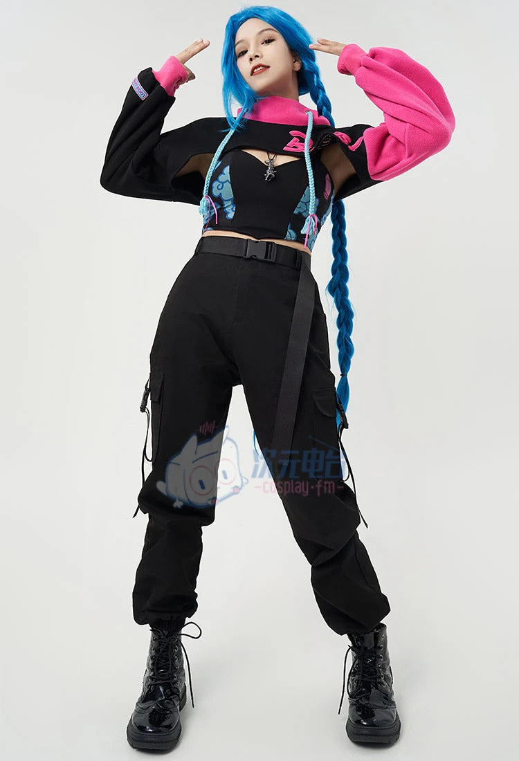 Jinx LOL Cosplay Arcane:League of Legends Costume Fashion warm hoodie pants accessory set party carnival men women casual outfit