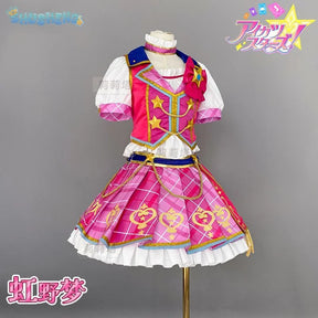 Anime Nijino Yume Aikatsu Stars! Cosplay Costume Cute New Pink Lolita Campus Dress Halloween Party Props Wig Women's Set