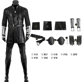 Geralt Witcher 3 Wild Hunt Cosplay Geralt Costume Men Handsome Black Leather Coat Belt Gloves Party Halloween Uniform Full Set