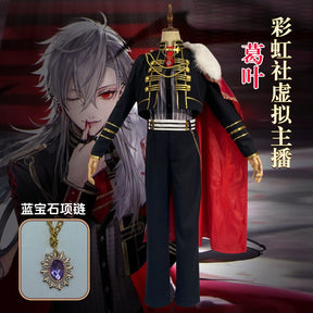 VTuber NIJISANJI Virtual YouTuber Kuzuha Cosplay Costume Black Evening Dress Cloak Wig Man Woman Carnival Masked Ball Suit