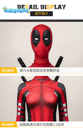 High Quality Lady Dead Cosplay Pool Women Costume Superhero Roleplay Disguise for Female Zentai Jumpsuit Mask Halloween Party