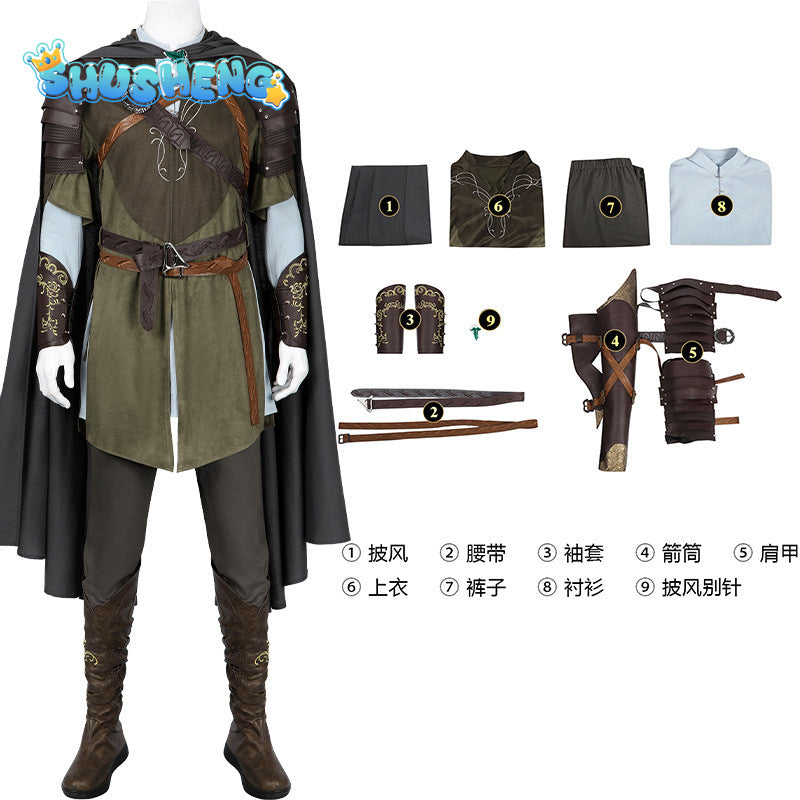 Legolas Cosplay Costume Adult Mens Elf Prince Leather Battle Suit Outfit Full Set Halloween Party Outfits Hand Made Any Size