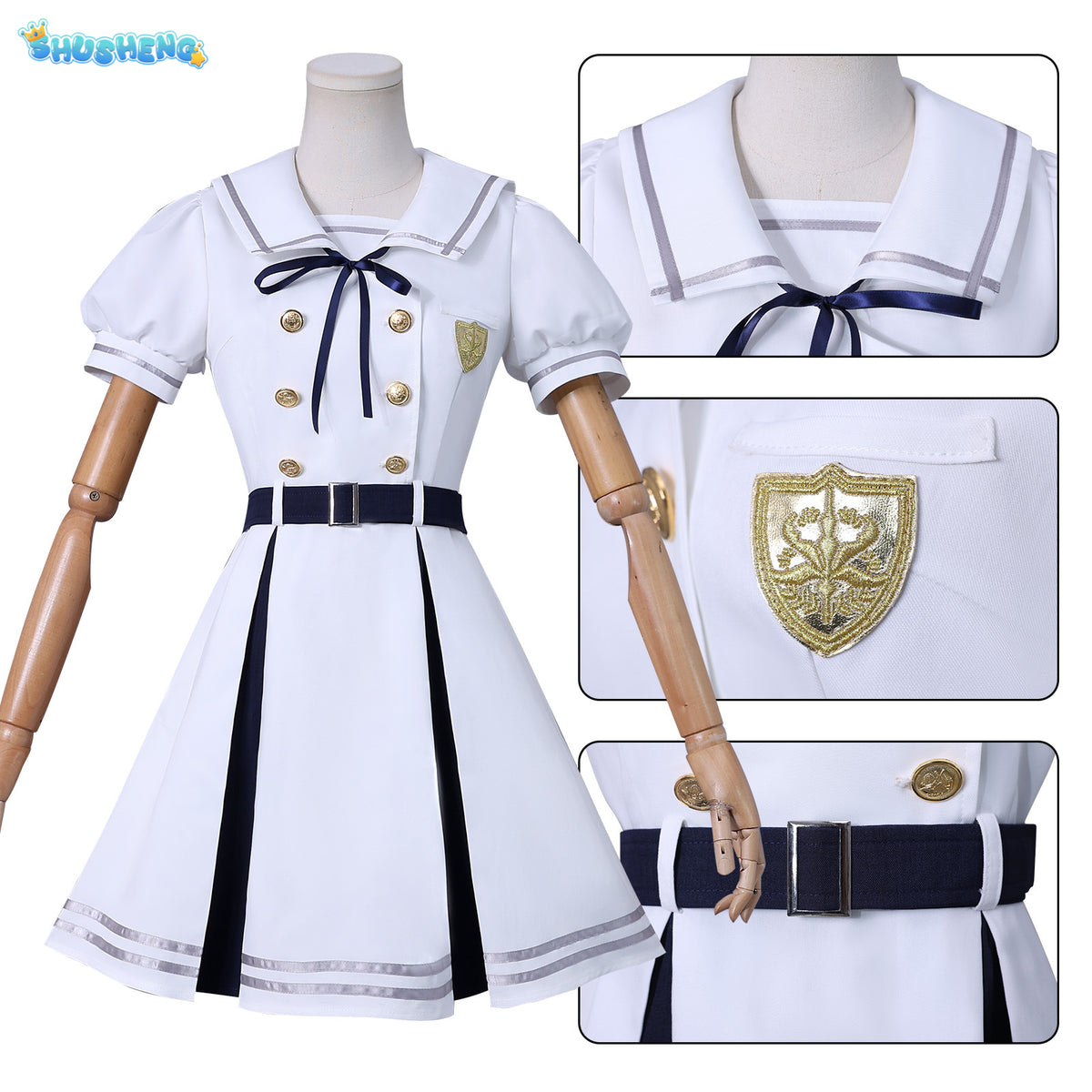 Anime BanG Dream! Ave Mujica Wakaba Mutsumi Cosplay Costume Japan South Korea White School Uniform Dress Wig Woman Kawaii Suit