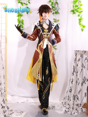 Genshin Impact Cosplay Zhongli Clothing Anime Game God Suit Full Set Halloween Cos Costume Men's