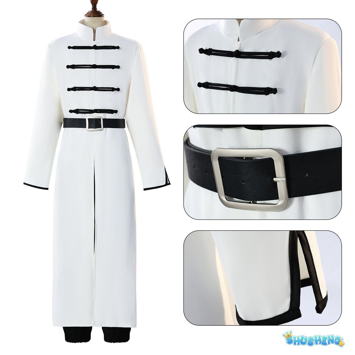 Kamui Anime GINTAMA Cosplay Costume Prop Braid  Grey Clock Pant Black Suit Men Women Halloween Party Roleplay Customized