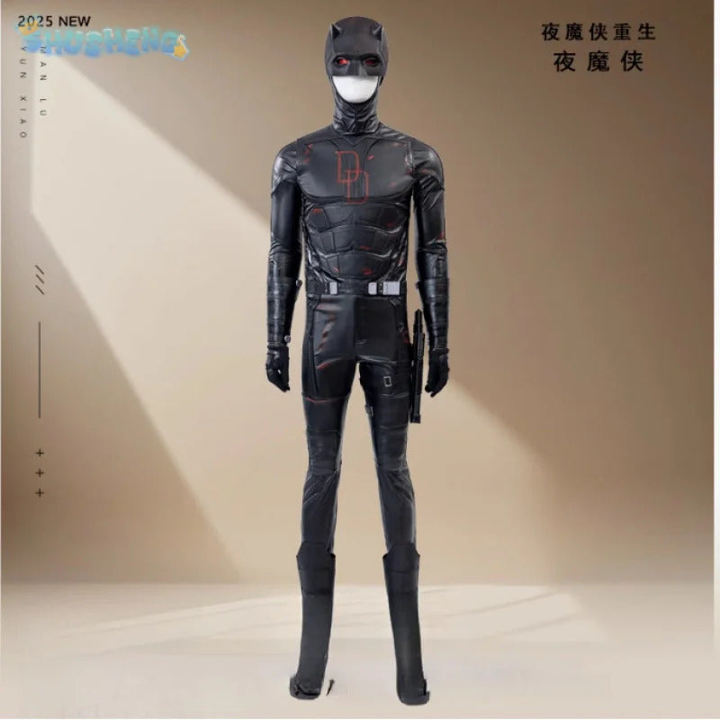 Superhero Matt Murdock Movie Daredevil 2 Cosplay Costume Halloween Men High Quality Leather Tight jumpsuit Gloves Props New Set