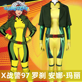 X-Men 97 Rogue Cosplay Costume Superhero 3D Printed Bodysuit X-Men 97 Anna Marie Spandex Outfit Rogue Cosplay Halloween Costume