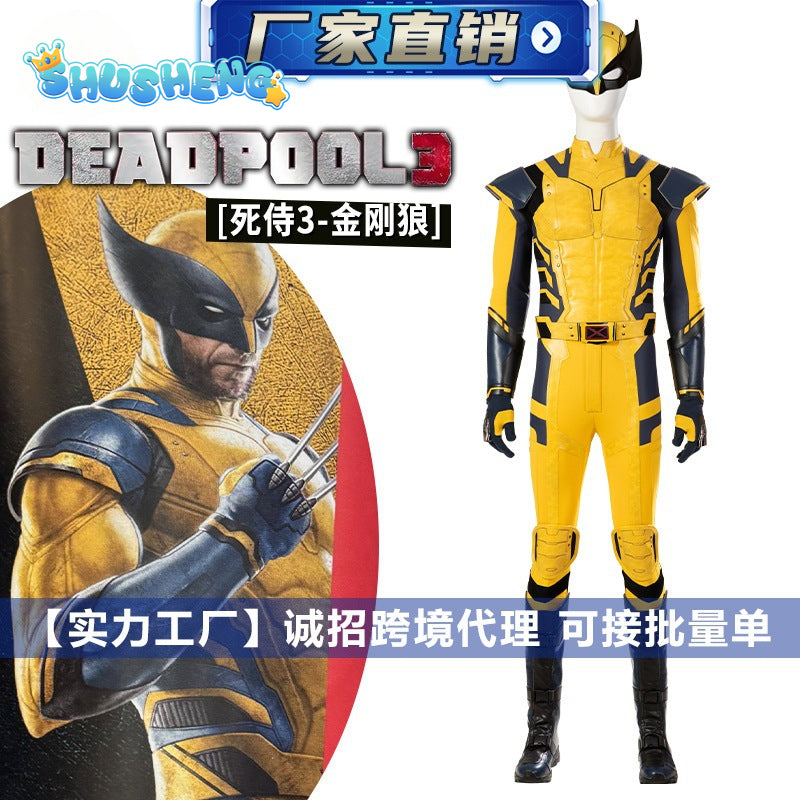 New Movie Wolverine Cosplay Costume Mask Jumpsuit Vest Gloves Belt Wolf Steel Claw Handsome Suit For Men High Quality Made