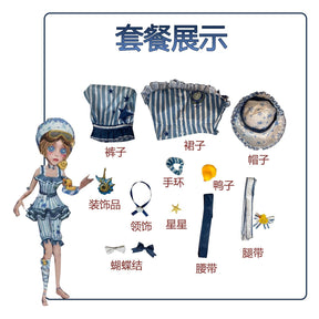 Game Identity V Tracy Reznik Mechanic Re-Swim Cosplay Costume Blue Stripe Swimsuit Glasses Hat Woman Sexy Lovely Carnival Lolita