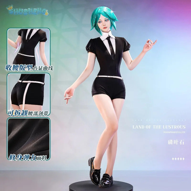 Phosphophyllite Antarcticite Land of the Lustrous Men Women Cosplay Costume Wig Tie Jumpsuit Outfit Uniform Belt