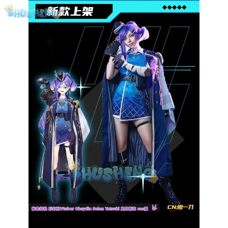 Shusheng vtuber Selen Tatsuki women cosplay costume cos game anime party uniform halloen play rode clothes