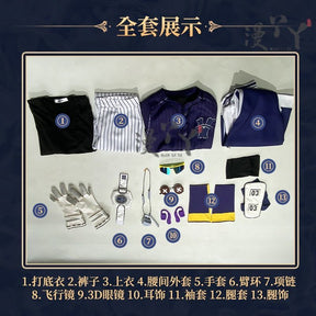 Game Identity V Ganji Gupta Batter Cosplay Costume Wig BLK Uniform Set Halloween Carnival Play Role Party Props Coaplay Clothes