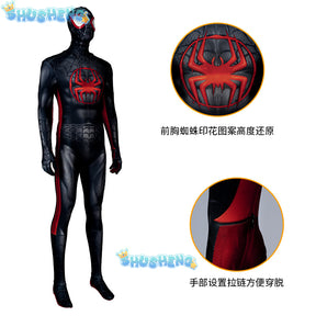 Superhero Miles Morales Cosplay Costume Jumpsuits Halloween Adult Kids Bodysuit Coat Party