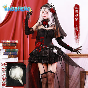 Identity V Ada Mesmer Psychologist Cosplay Night Skin Black Gothic Rose Women Lolita Dress Anime Cospaly Party Suit