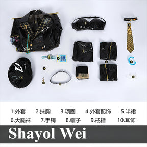 Naraka: Bladepoint Shayol Wei Cosplay Costume Anime Shayol Wei E-sports PU Jacket Halloween Costumes