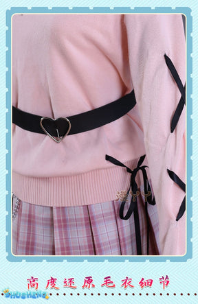 Anime Virtual YouTuber VTuber Minato Aqua Cosplay Costume Hololive Girls Aqua JK Pink School Uniform Cute Bowknot Halloween Suit