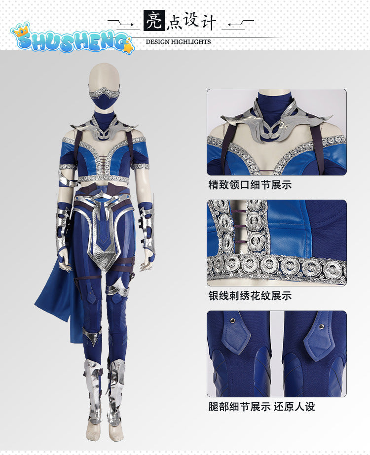 Mortal Kombat Kitana Cosplay Fantasia Costume Sexy Jumpsuit Mask for Adult Women Fantasy Outfit Halloween Carnival Suit