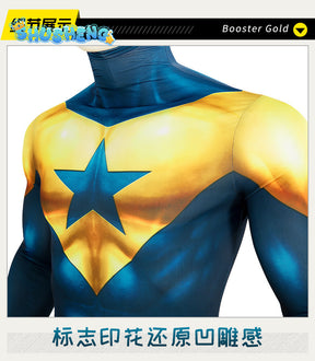 Gold Star Michael Cosplay Costume Jumpsuit Headgear Glasses Outfit Superhero Bodysuit Booster Halloween Costumes Man Zentai Suit