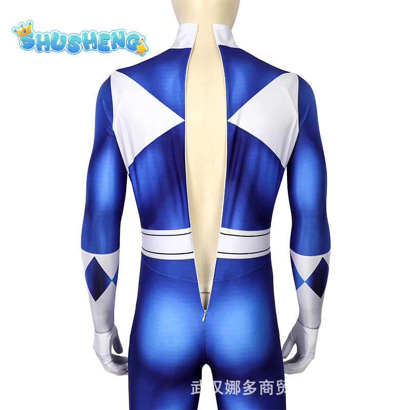 Kyoryu Sentai Zyuranger Cosplay Dan Halloween Uniform Cosplay Blue Costume Custom Made Hero Bodysuit With Outfit