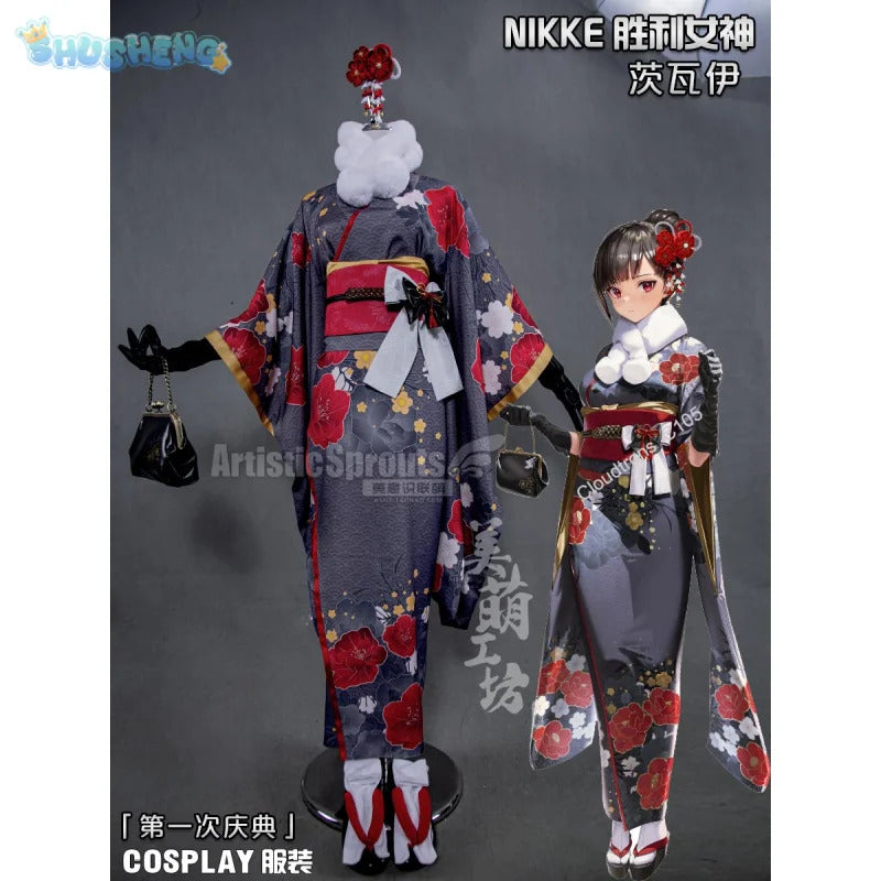 NIKKE：The Goddess of Victory  Zwei Cosplay Costume Halloween party new kimono dress accessories props wig woman uniform set