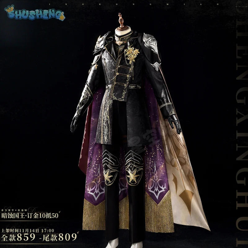 Shusheng-R Love and Deepspace Xavier Cosplay Costume Halloween Men's Fantasy Uniform Coat Props Shoes Accessories Set