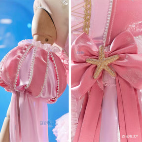 Shusheng-R Anime The Mermaid Princess Gorgeous Pink Lolita  Dress Cosplay Costume S-L