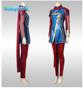 Ms.Amazing Cosplay Costume Ms Marvel Cosplay Movie Superhero Captain Marvel Bodysuit Jumpsuit Halloween Costume for Women Girls