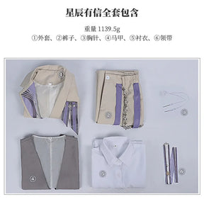Shusheng-N Love and Deepspace Xavier Cosplay Costume Coat pants vest shirt brooch tie Halloween party fashion uniform Woman Man New set