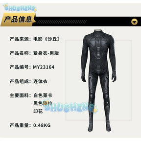 Dune Cosplay Costume 3D Print Bodysuit Paul Atreides Chani Cosplay Costume Jumpsuit Black Suit Man Women Halloween Party Outfit