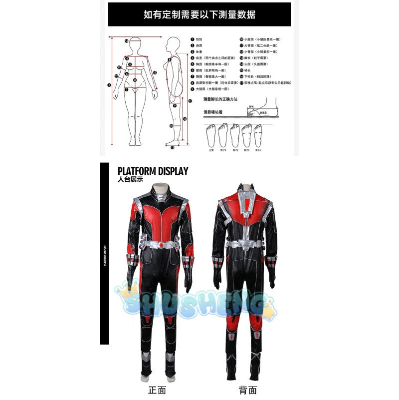 Ant Man Cosplay Scott Lang Costume Jumpsuit, helmet, gloves accessory Halloween party men's Fantasy combat suit set XS-XXXL