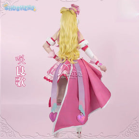 You and Idol Precure♪ Sakura Uta Cosplay Costume Halloween Carnival Women Sweet Pink Lolita Dress Accessories Props Wig Uniform