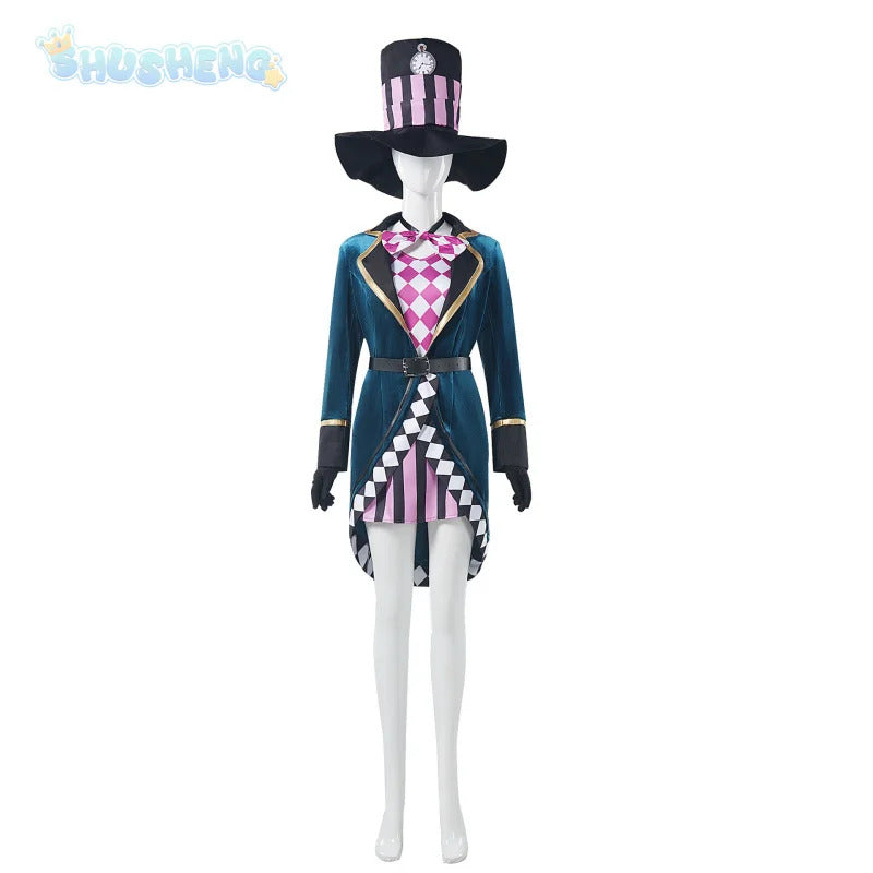 Game Alice: Madness Returns Cosplay Costume Alice Hat, Belt, Tie, Gloves, Halloween Party Magician Uniform Woman man Set S-XXXL