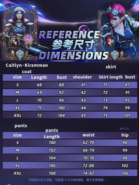 Shusheng lol arcane Season 2 VI Caitlyn cosplay costume uniform Halloween Carnival Party Christmas play rode clothing