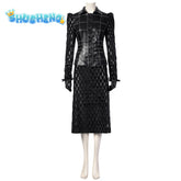 Movie Cruella De Vil Costume Women Cosplay Gown Black Maid Dress Halloween Christmas Party Fancy Dress