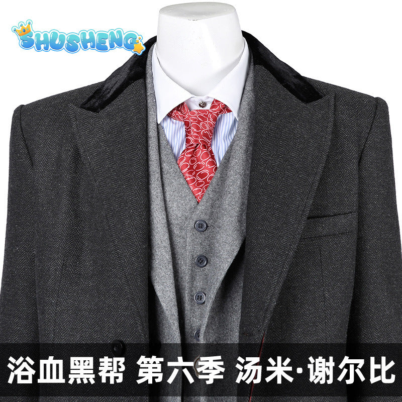 Tommy Shelby Cosplay Costume Man Peaky 6 Long Trench Coat Suit Outfit Full Set and Individual Items Are Sold Custom Size