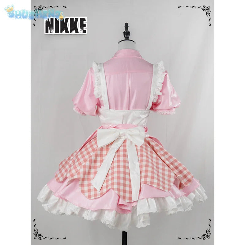 Goddess of Victory: Nikke Kloster Cosplay Kurōsutā Costume Women Pink Halloween Party Lolita Sweet Dress Tie Socks Props Uniform