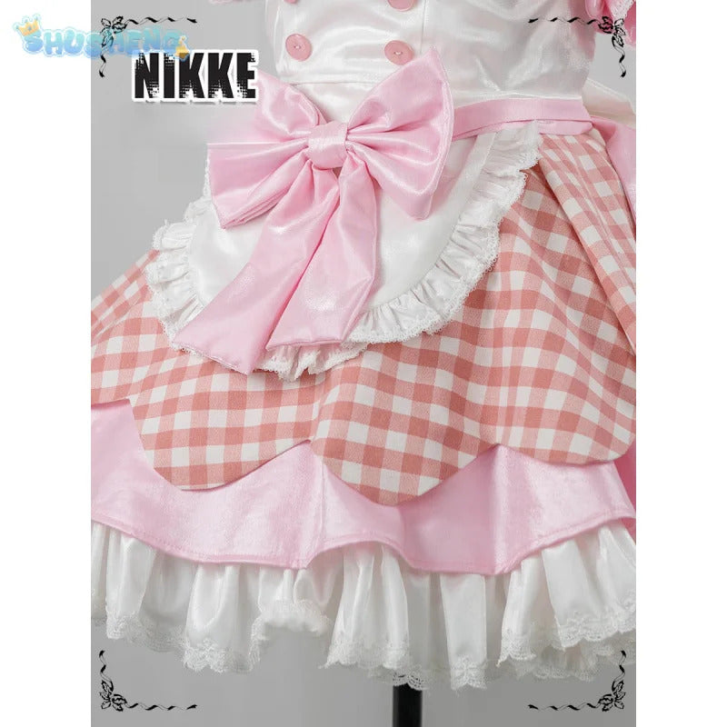 Goddess of Victory: Nikke Kloster Cosplay Kurōsutā Costume Women Pink Halloween Party Lolita Sweet Dress Tie Socks Props Uniform