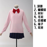 Anime dandadan Momo Ayase cosplay costume pink top skirt earrings choker school uniform props Halloween party women Shusheng