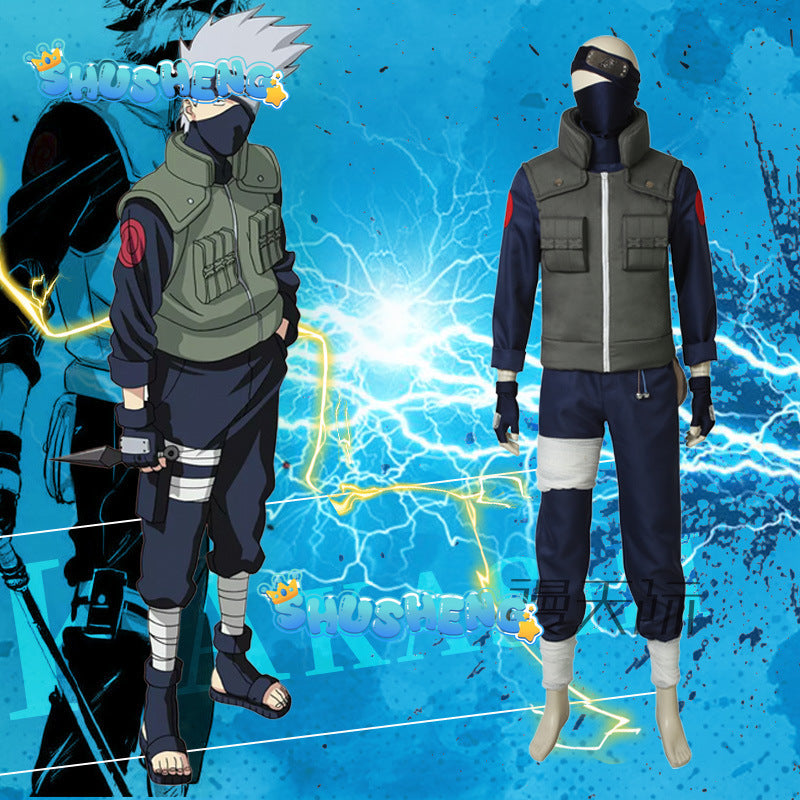 NARUTO Hatake Kakashi Cosplay Costumes Anime Show Uniform Ninja Clothing Halloween Costume Set For Men Vest Top Pants